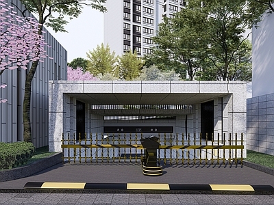 现代停车场入口 地下停车场入口 车挡 地下停车场