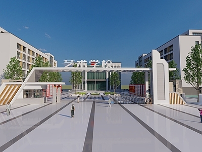 现代校园入口大门