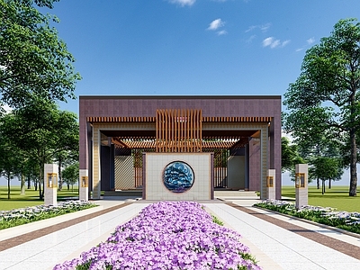 新中式小区入口大门