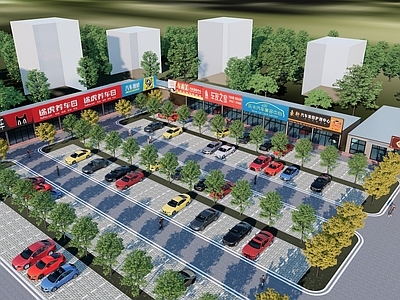 现代停车场 汽修店 户外停车场