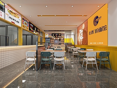 现代面馆店 餐饮店 快 卡座 加盟店 小餐饮