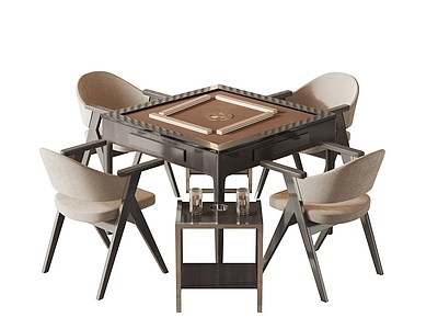 新中式麻将桌 棋牌桌 单椅 休闲椅 边几