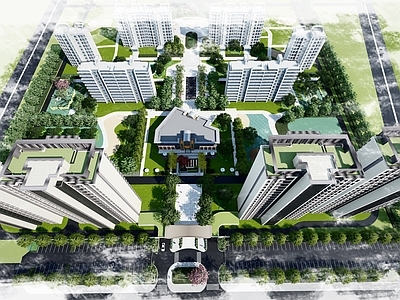 现代小区景观 住宅景观