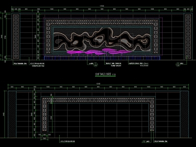 新中式山水紫铜石材景墙及水景详图 施工图
