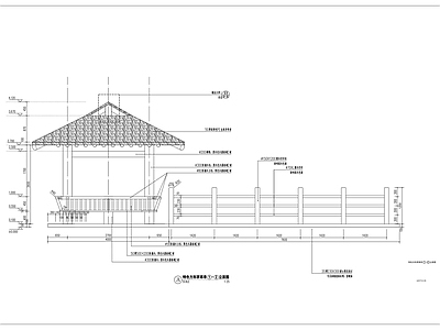 四方形木结构景观亭和架空栈道 施工图
