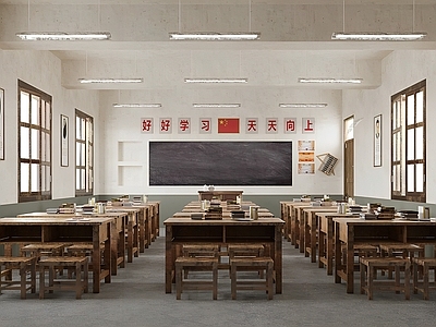 现代怀旧学校教室 小学教室课堂教室 课传统老式课