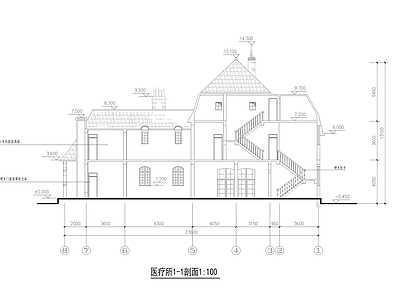 三层法式风医疗建筑 施工图 疗养院