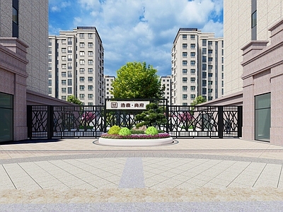 现代小区铁艺入口大门