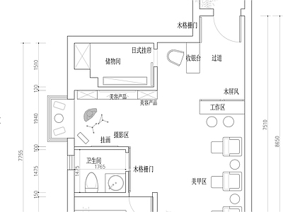 美甲美容工作室平面图  美甲店