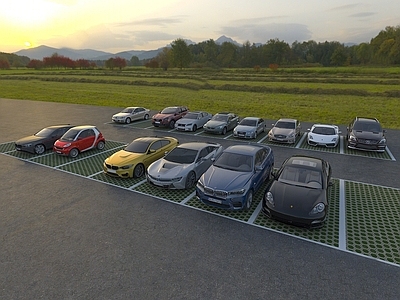 现代停车场 汽车 户外停车场