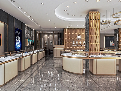 现代珠宝店 金店 珠宝展示柜 首饰店 商场柜台 饰品店 展示柜 中岛