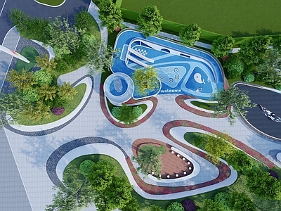 SU悬赏模型 现代风格小区景观 儿童活动区         建议用Enscape Lumion渲染 住宅景观