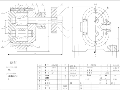 齿轮油泵装配图 施工图