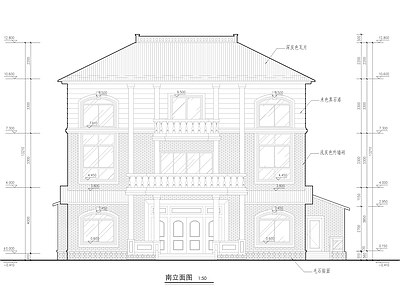 三层400平欧式自建别墅建筑 施工图 自建房