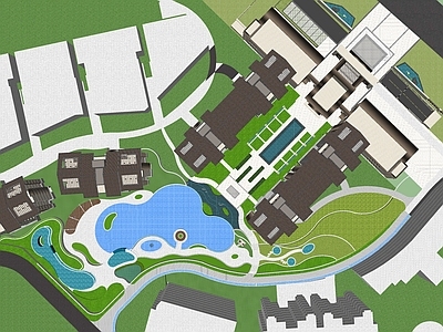 现代小区景观 酒店级礼仪轴线 大泳池设计 住宅景观