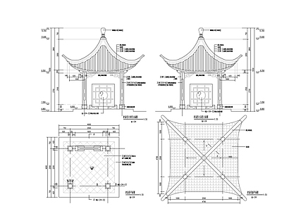 古建六角四角景观亭 施工图