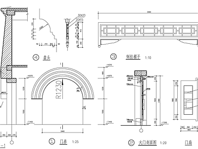 中式古建门大样 施工图 通用节点