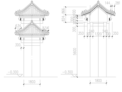 建筑门楼详图 施工图 建筑通用节点