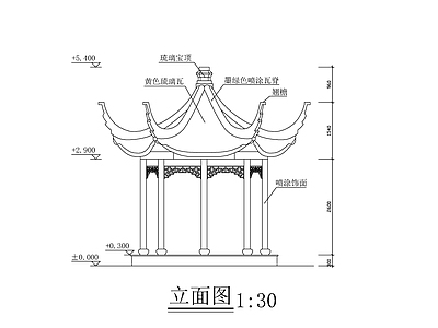 八角亭 施工图