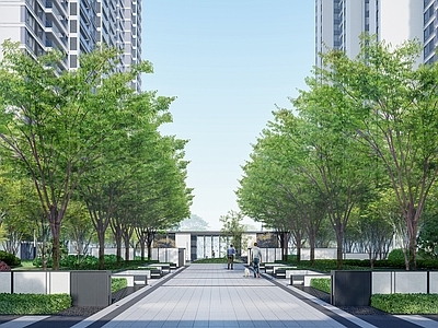 现代小区景观轴线 居住区景观主轴线 住宅景观
