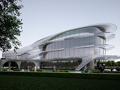 现代展览馆建筑 售楼处建筑 商业建筑