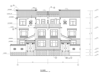 江南园林风别墅建筑 施工图