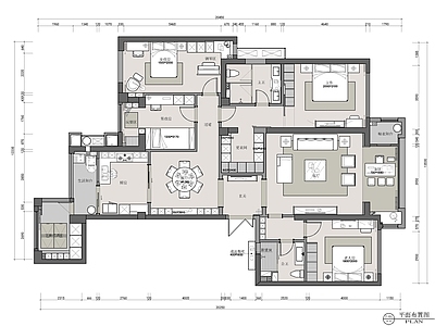 新中式家装大平层室内 施工图