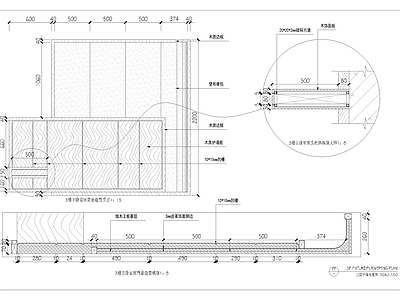 别墅卧室背景柜体大样 施工图