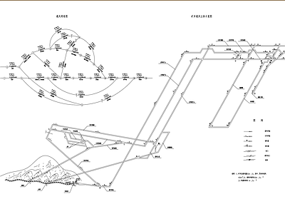 矿井通风系统及通风网络图CAD图纸 施工图