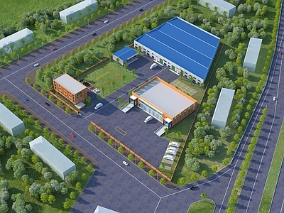 现代工业厂房 垃圾站建筑外观