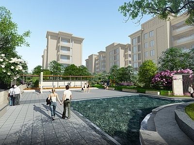 现代小区景观 闽鸿澜泊湾 住宅