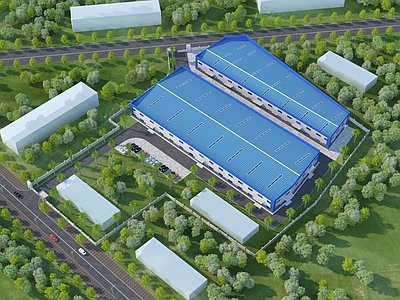 现代工业厂房 工业园建筑外观