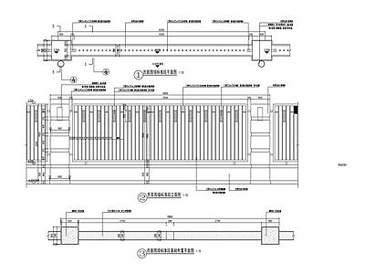 新亚洲风镂空铁艺围墙标准段 施工图