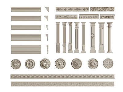欧式雕花 石膏雕花 脚线 石膏线 柱子 柱头 装饰线 罗马柱