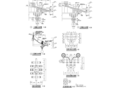 仿古建筑五踩斗拱大样 施工图 建筑通用节点