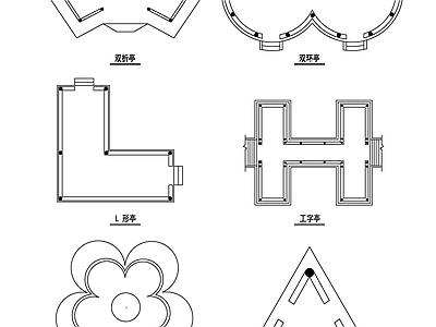 各式亭平面 图库 景观小品