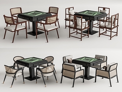 新中式麻将桌 棋牌桌 麻将机 藤编休闲椅