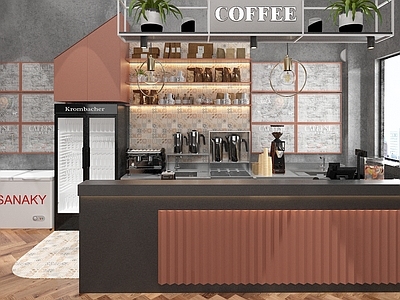 现代奶茶咖啡店收银台