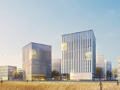 现代产业园区办公建筑效果图 施工图