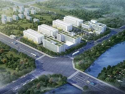 现代工业厂房鸟瞰 室外建筑
