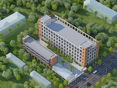 现代工业厂房 厂区厂房 工业园建筑外观