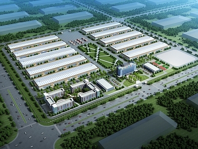 现代工业厂房 工业园区规划 玻璃厂制作车间