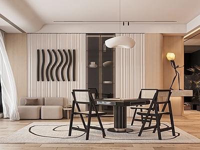 现代棋牌室包厢 麻将室 多功能室 娱乐室 麻将桌 单椅 装饰柜