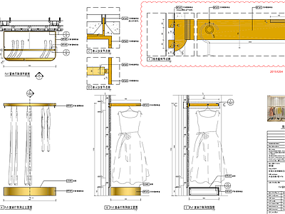 立面挂衣架大样 施工图 家具节点