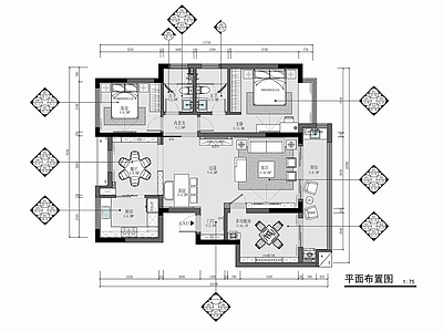 130㎡新中式家装 施工图   平层