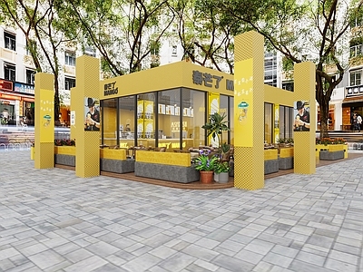 现代奶茶店门头门面 咖啡店门头