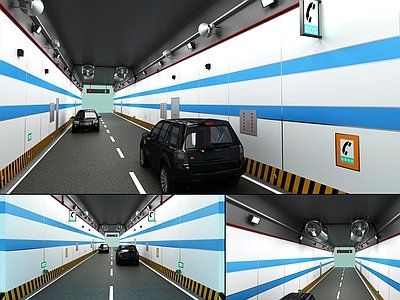 现代高速公路 道路 出口 桥洞 汽车 通风管道 马路