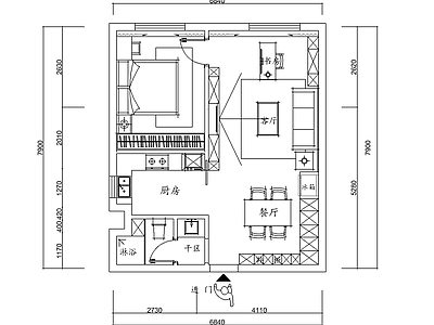 现代简约单身公寓 施工图 公寓