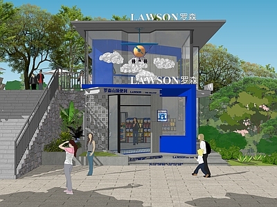 现代超市便利店 咖啡馆 生活用品区