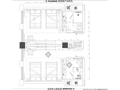 酒店双人间 施工图 客房